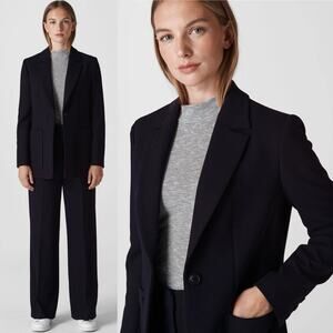 Whistles Relaxed Patch Pocket Blazer Navy Blue Size UK 14 US 10 Quiet Luxury